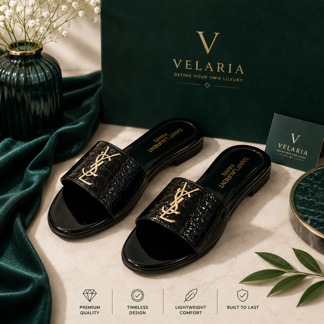 Velaria YSL-Inspired Luxe Slide Sandals – White