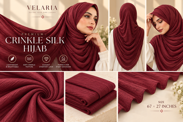 Velaria Premium Crinkle Silk Hijab – Ruby Red | Lightweight & Elegant
