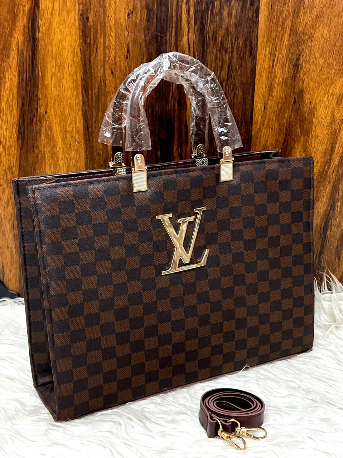 Hand Bag — Brown Checkered│Velaria